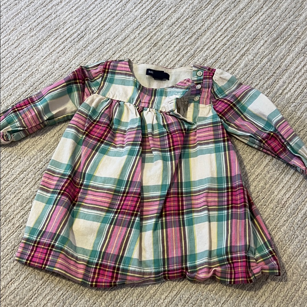 GAP Baby Plaid Dress with Pink and Cream